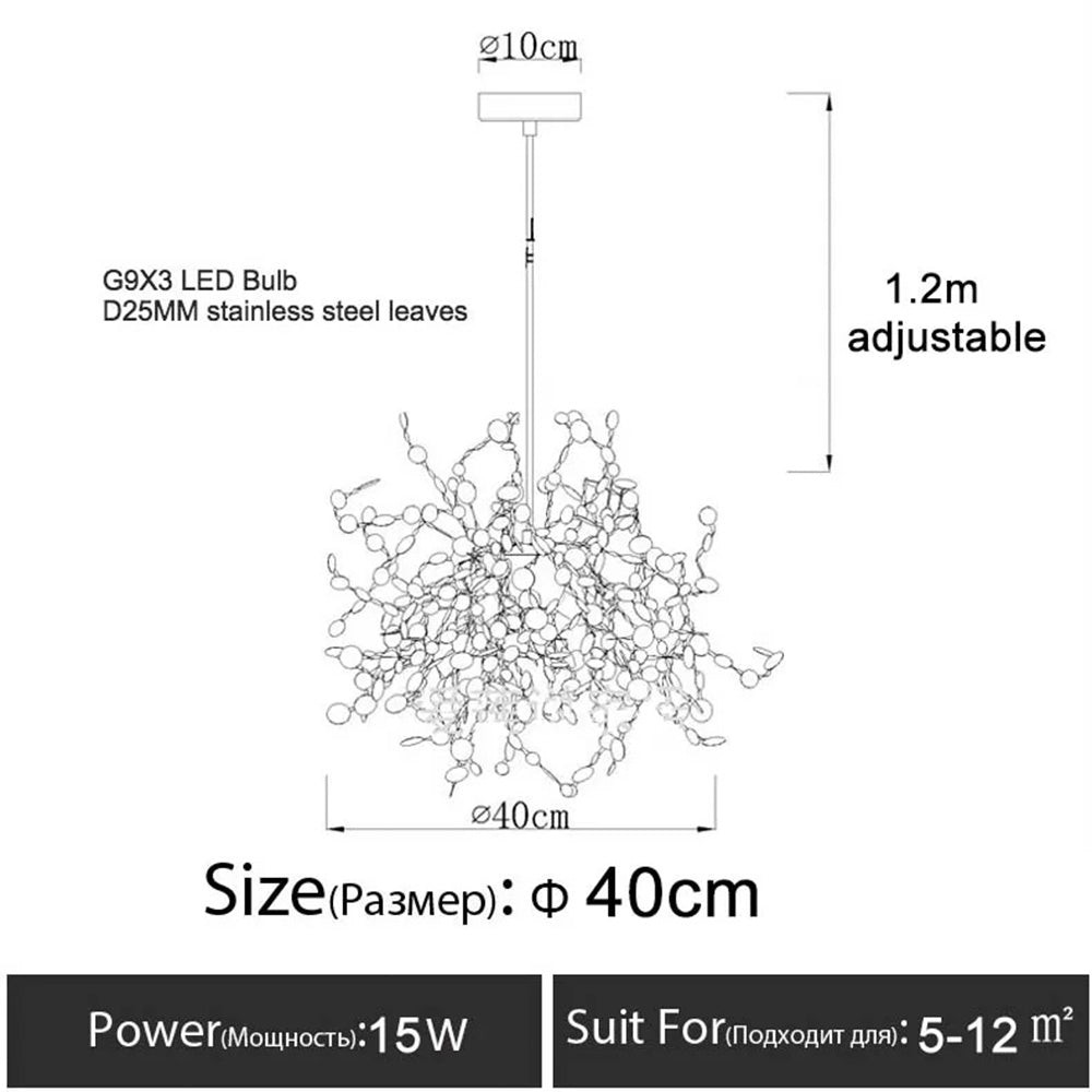 Moderne creatieve decoratieve bladroestvrijstalen hanglamp HL466