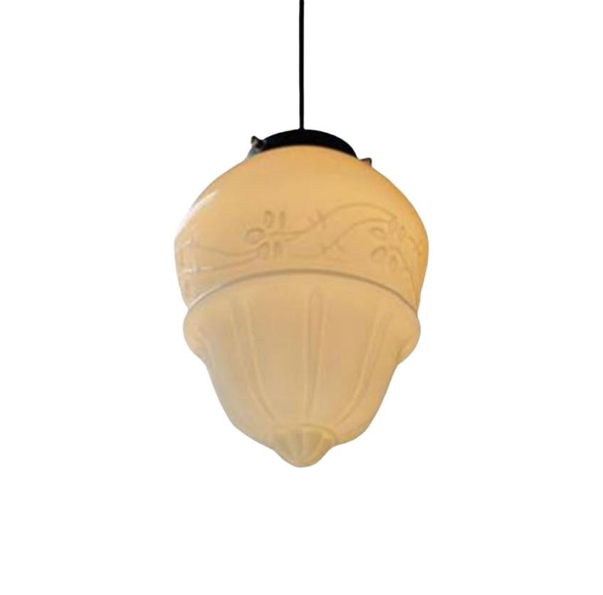 Vintage witte geometrische hanglamp van melkglas HL1022