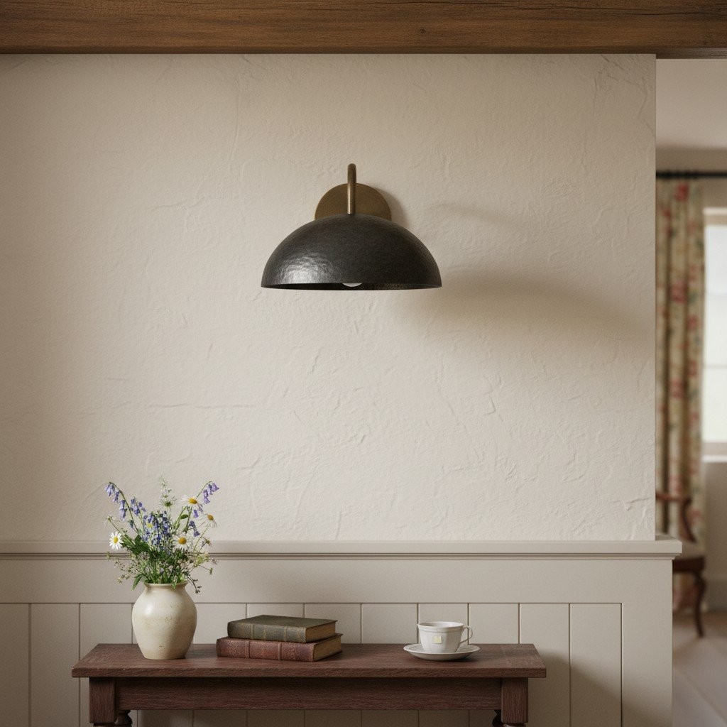 Curva Metalen Industriële Wandlamp - Gebogen Messing Arm - Gehamerde Koepellamp HL1770