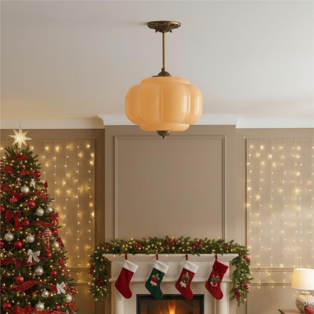 Eloise Vintage Pumpkin Glass Semi-Flush Mount Hanglamp HL950