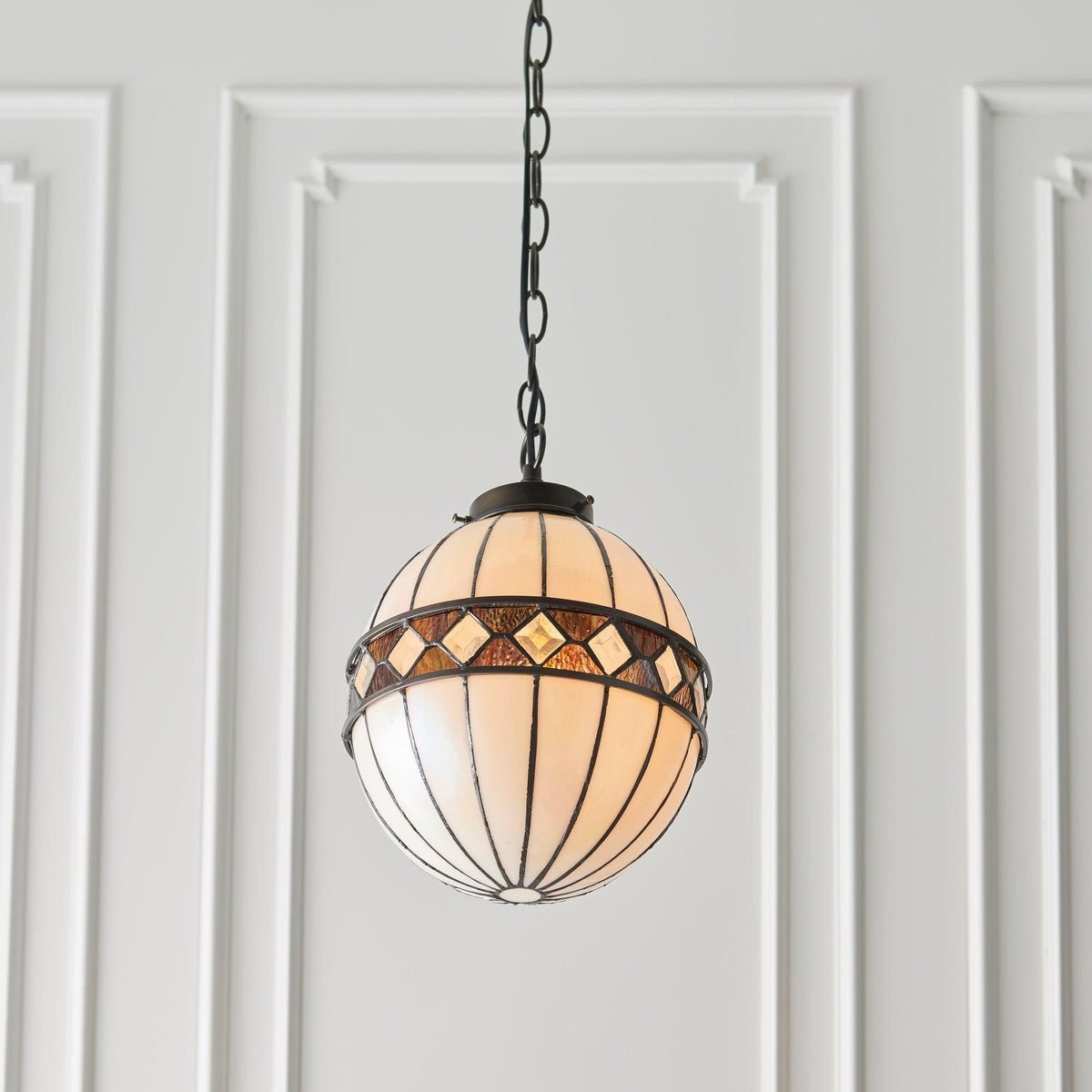 TF Fargo Tiffany-stijl bolvormige hanglamp - Handgemaakte kunstglazen bollamp voor keukeneiland HL2233