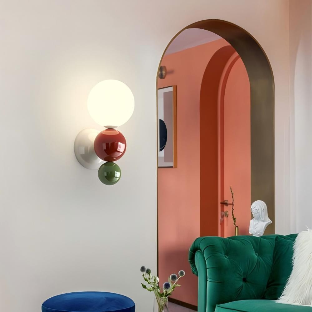 Kleurrijke Crèmekleurige Bolvormige Wandlamp HL321