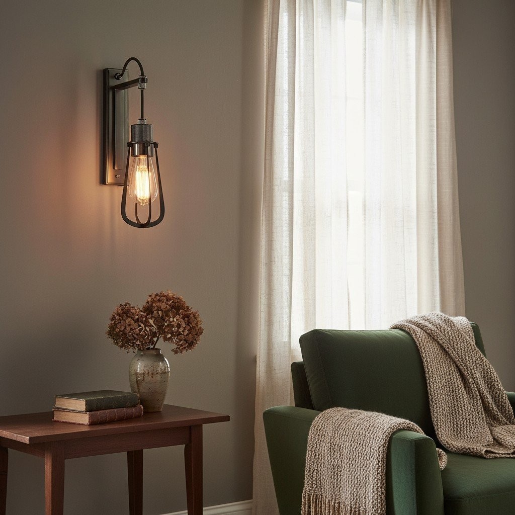 Readium Industriële metalen wandlamp - Moderne tuimelschakelaar voor woonkamer en studeerkamer HL2082