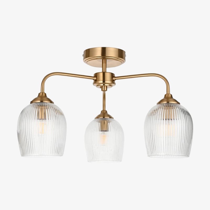 Brazara hanglamp met meerdere lichtpunten en glazen kap - gebogen metalen armen voor moderne woningen HL2079