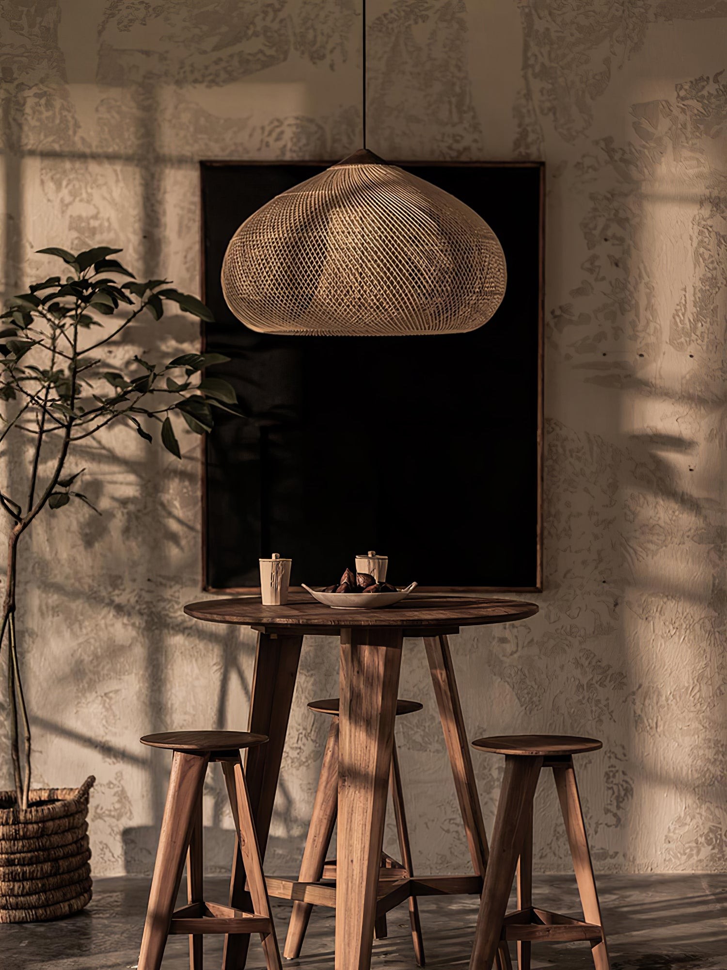 Harp gevlochten rotan hanglamp HL1402