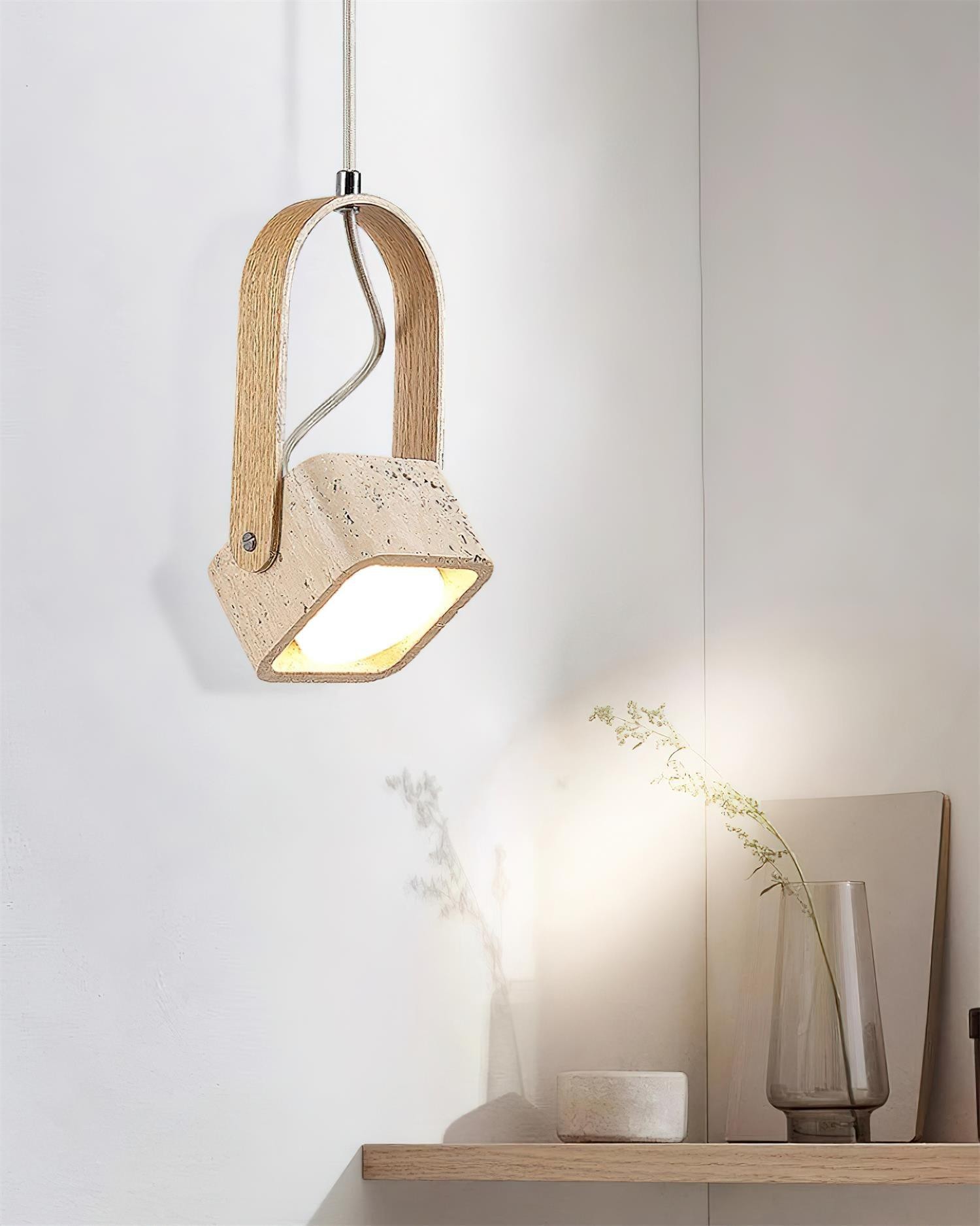 Geometrische gele travertijn hanglamp HL575
