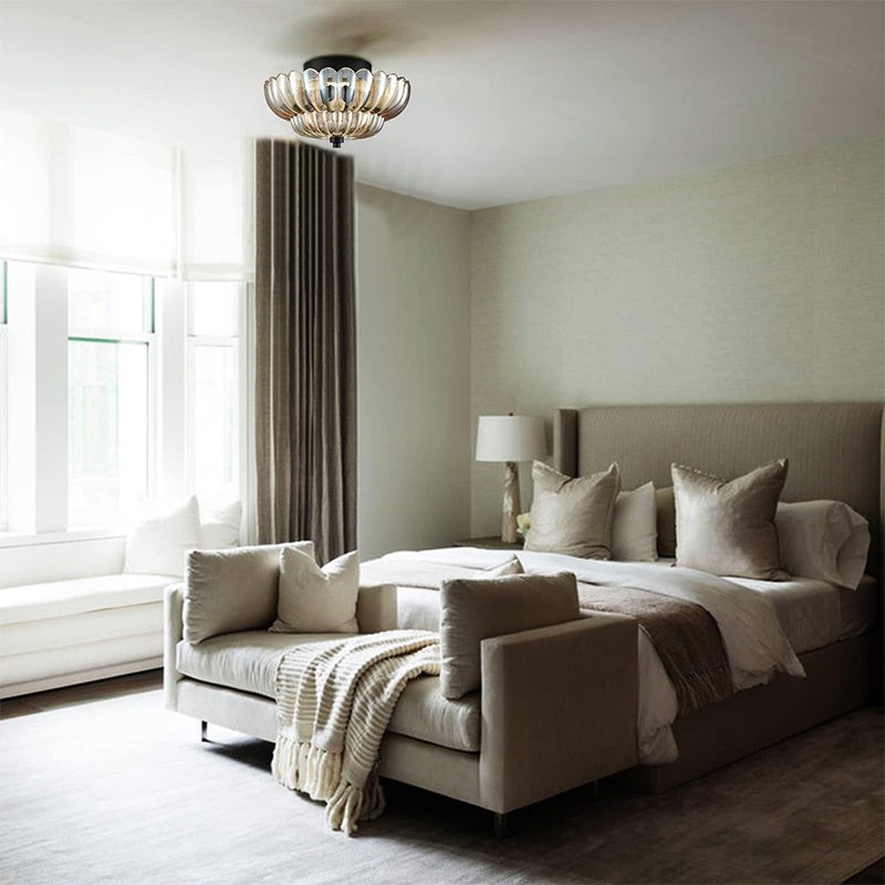 Semi-plafondlamp in parapluvorm, glazen lamp HL945