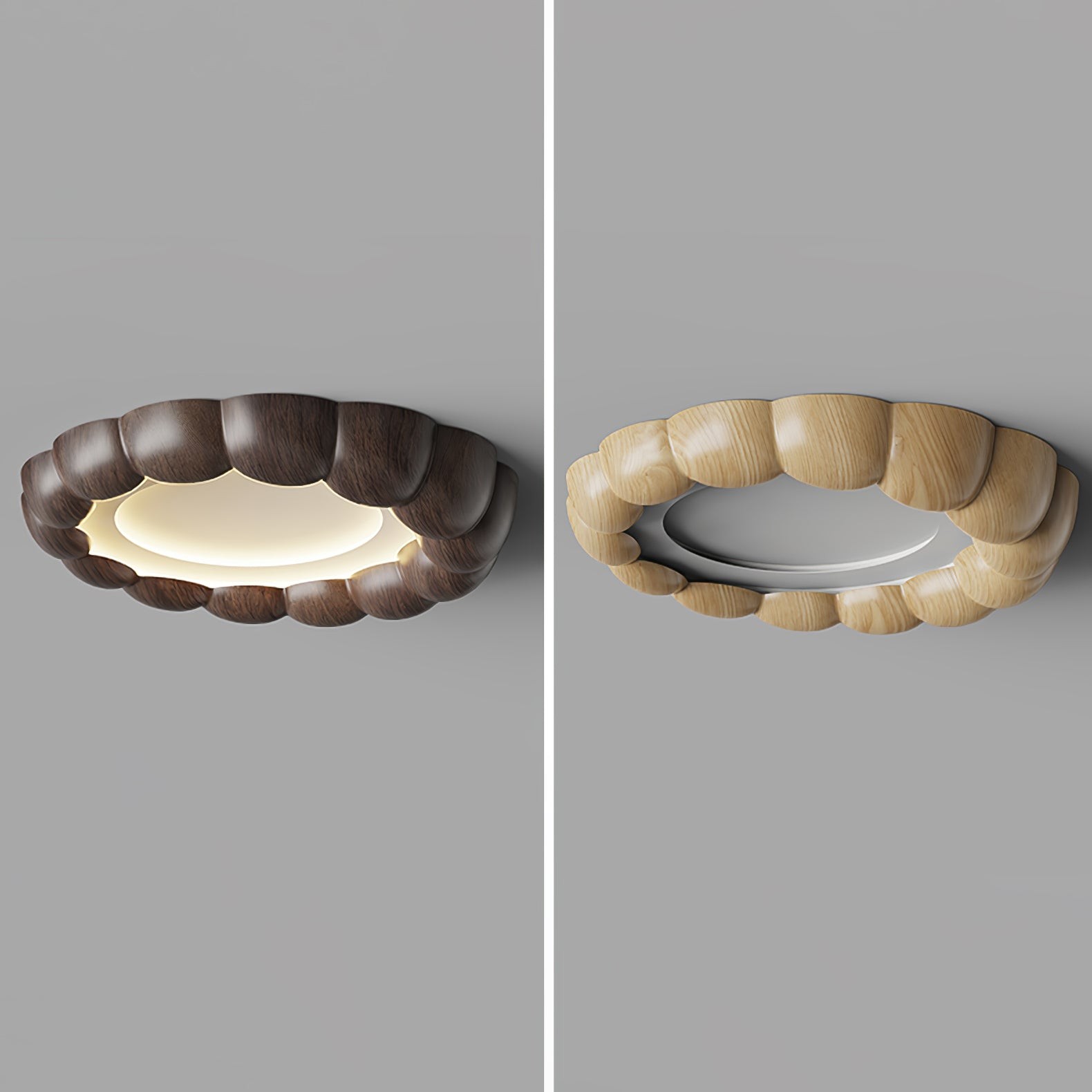 Plafondlamp met imitatiehouten rimpel HL441