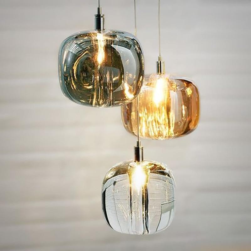 Cubie kroonluchter rookglas bol hanglamp voor kookeiland