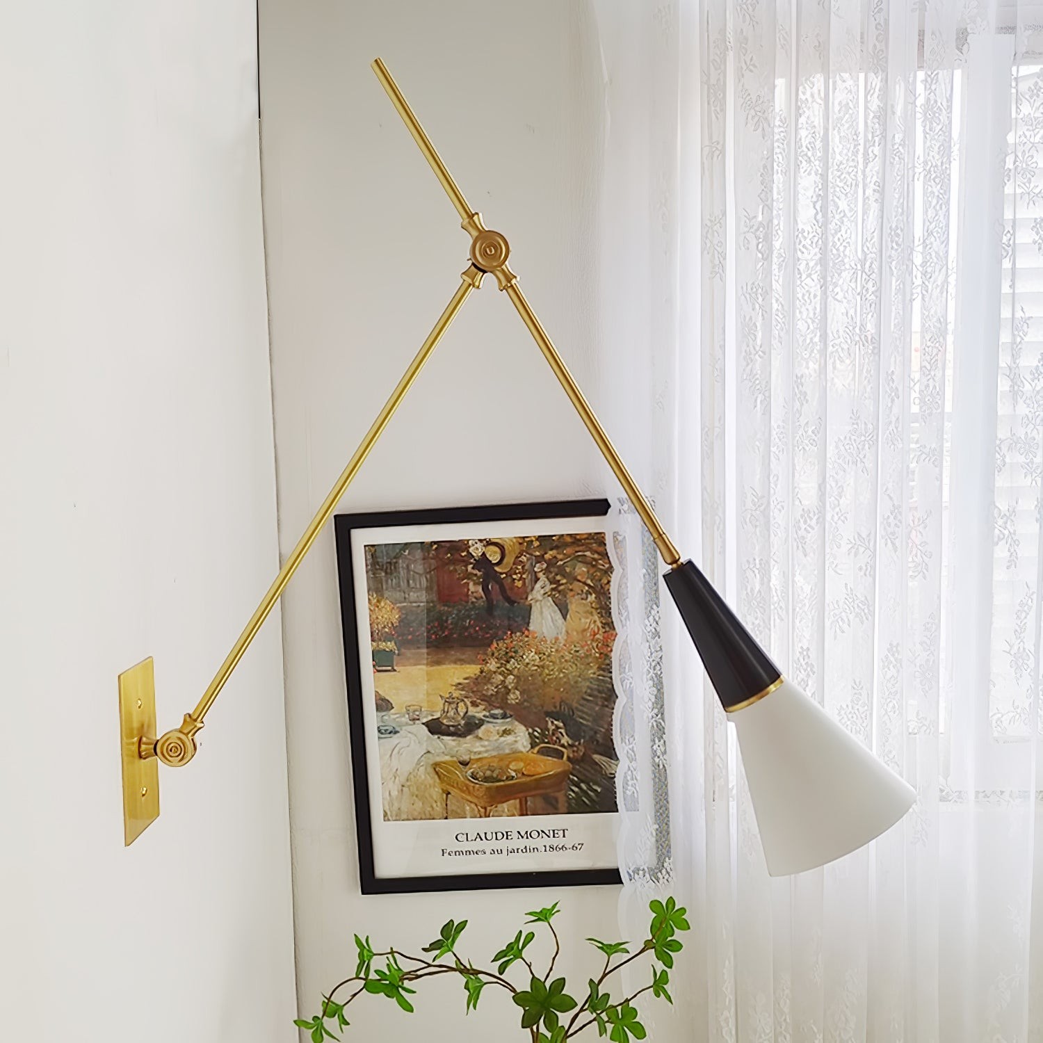 Vintage metalen verstelbare wandlamp met zwenkarm HL966