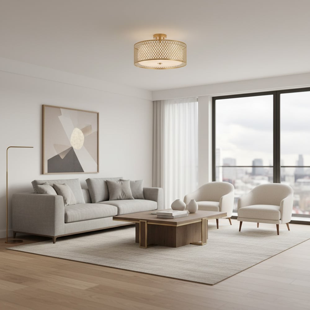 Liorin Moderne plafondlamp met 3 lichtpunten in mesh-design - dimbaar voor woonkamer HL1825