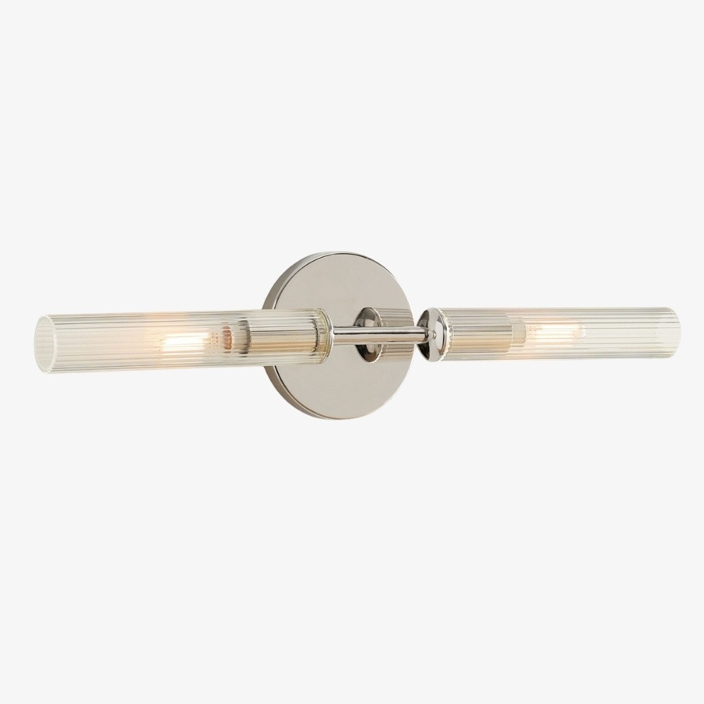 Bravira geribbelde glazen wandlamp - buisvormige metalen lamp met klassieke afwerking HL1554