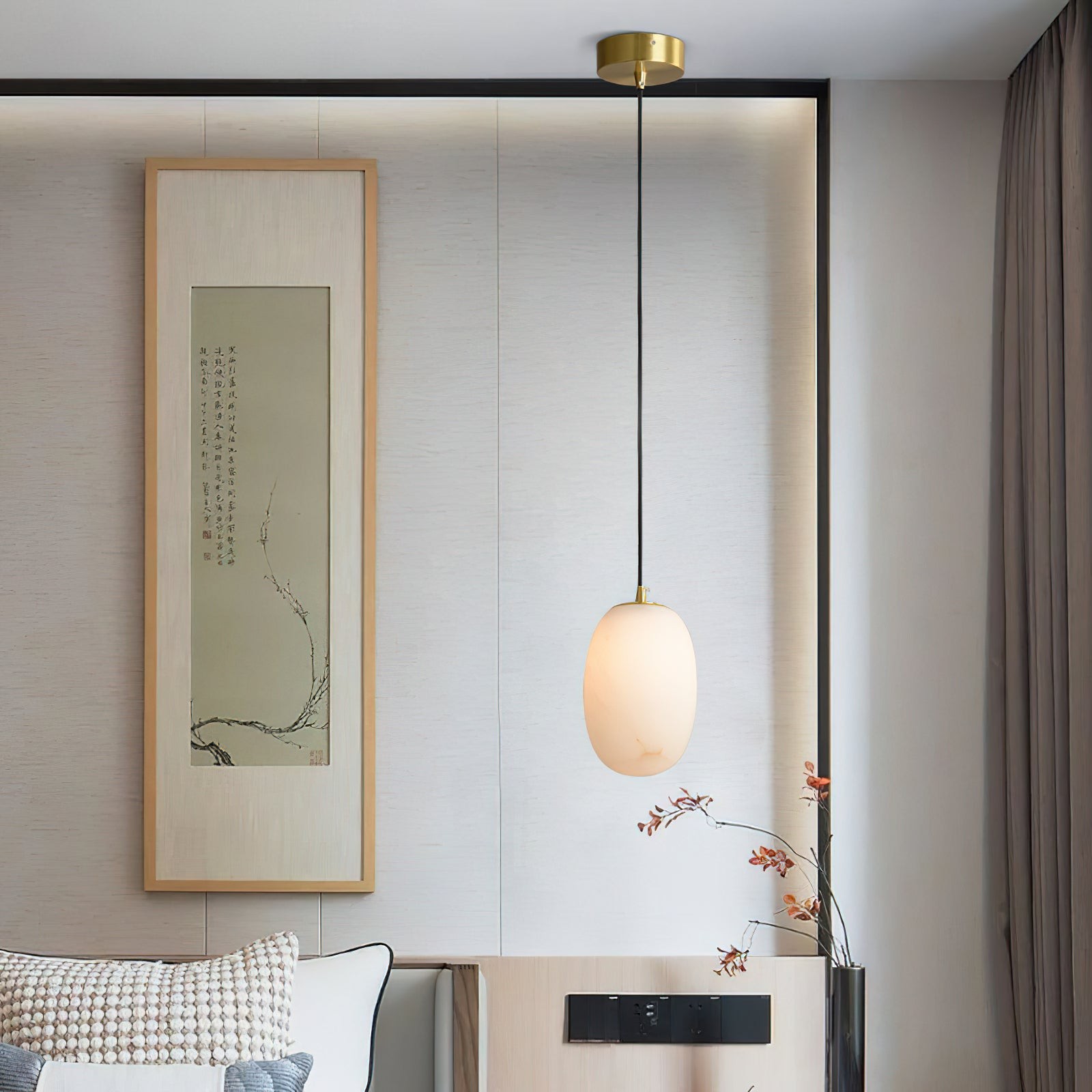 Alabaster hanglamp voor naast het bed HL2976
