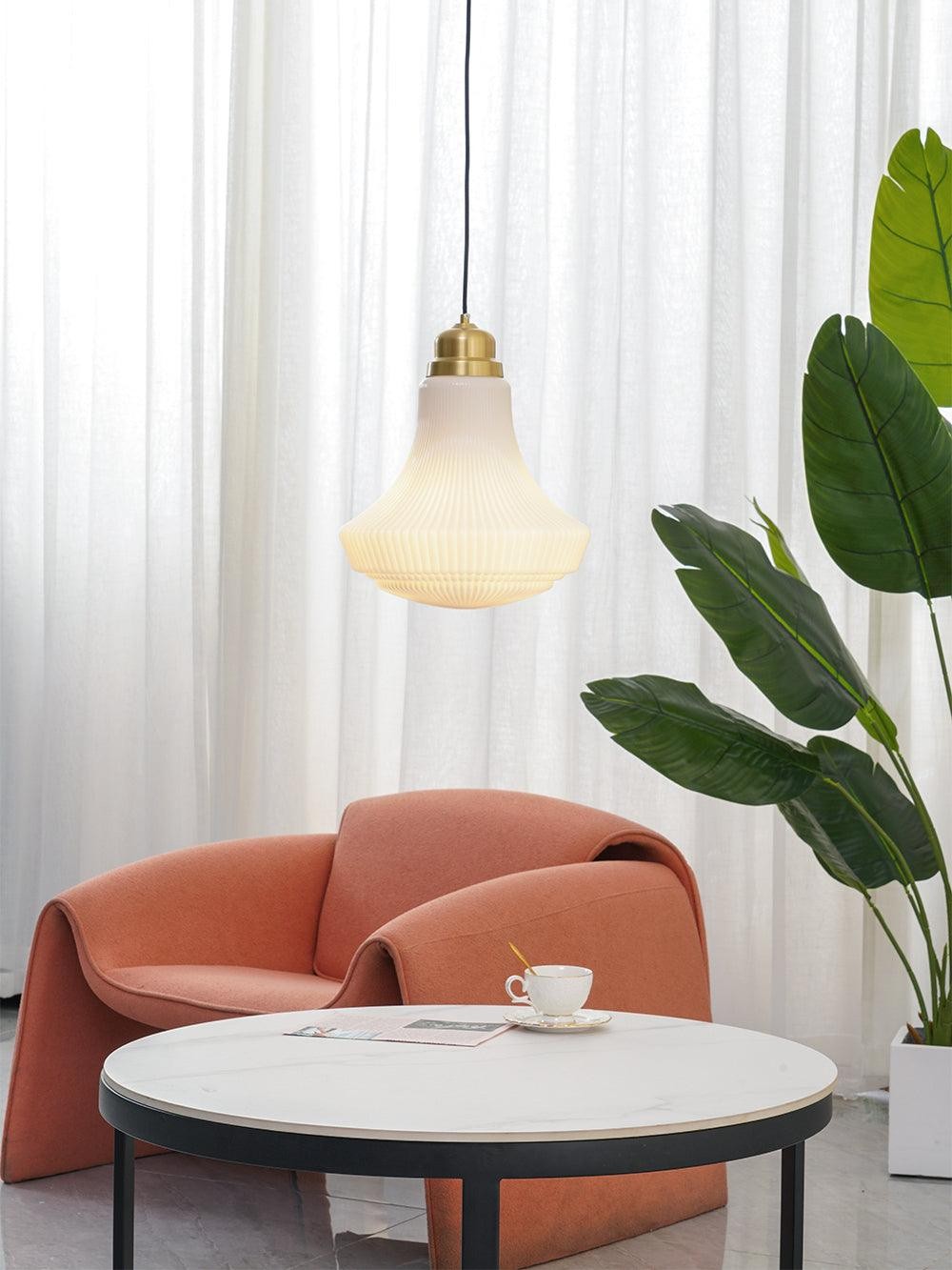 Klassieke messing albasten glazen hanglamp HL746