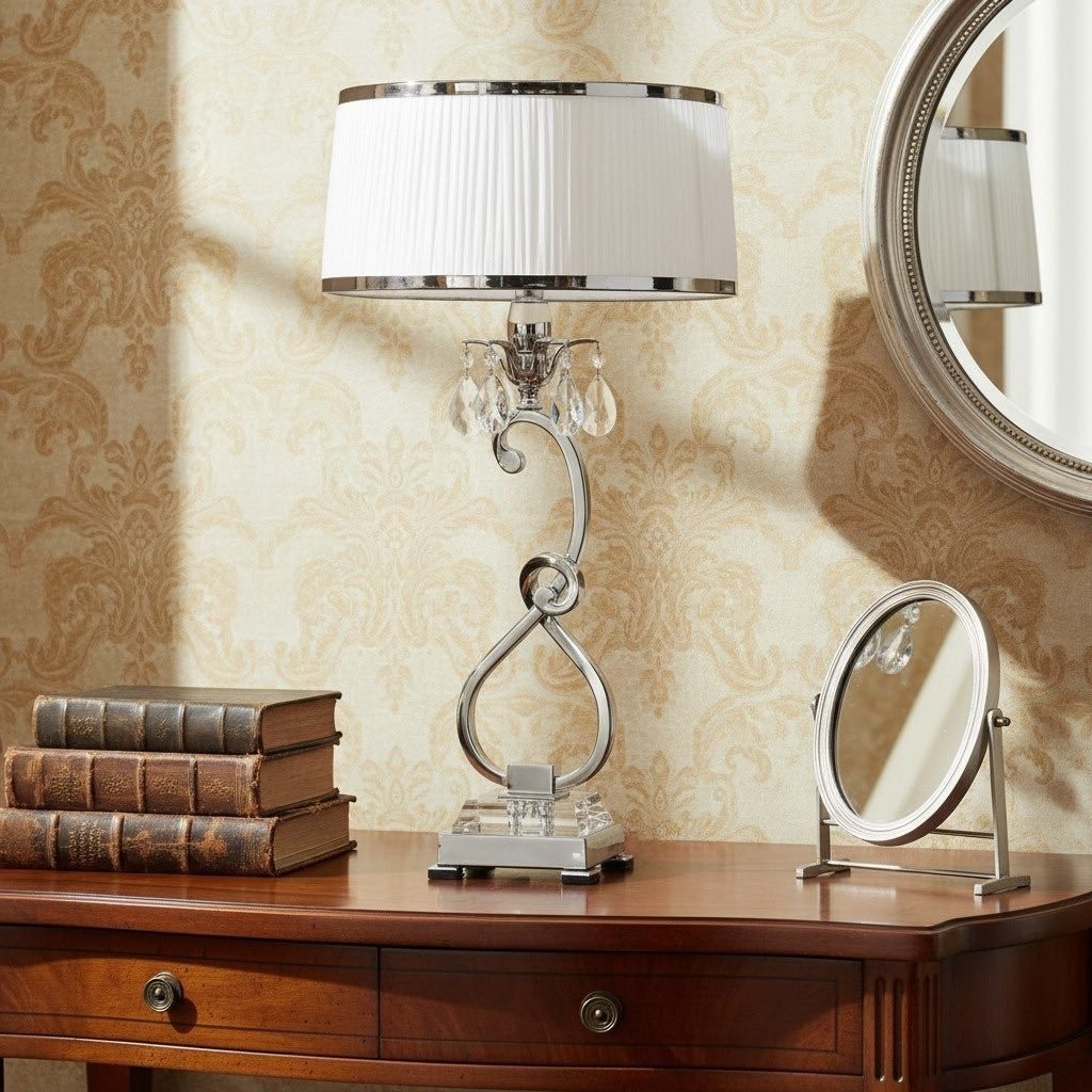 Talonis decoratieve kristallen tafellamp - gebogen metalen stijl voor thuisinterieurs HL2146