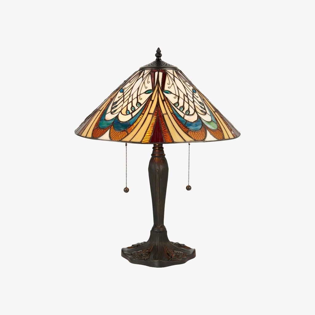 TF Hector Art Nouveau Tafellamp - Decoratieve verlichting met glas-in-loodkap voor woonkamer of slaapkamer HL2246
