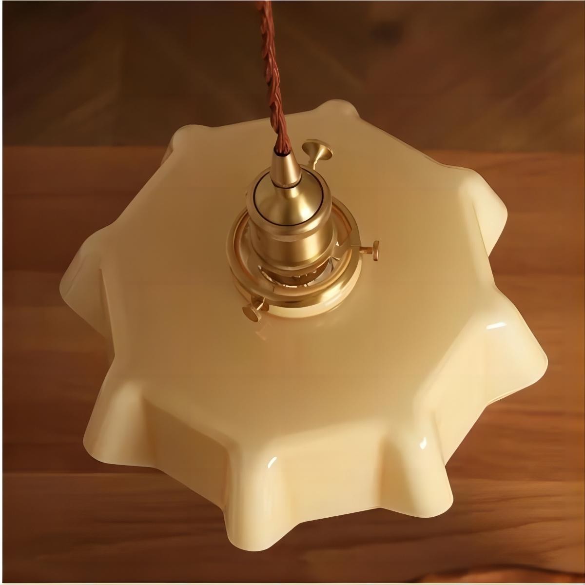 Retro Glazen Bloem Crème Hanglamp HL183