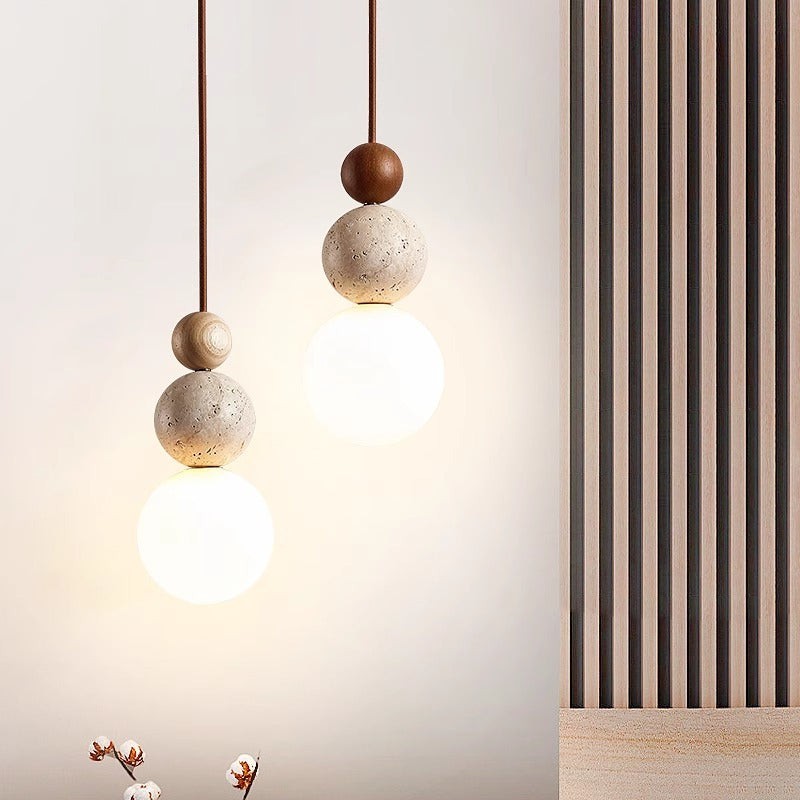 Travertijnsteen Crème Retro Minimalistische LED Hanglamp HL3466