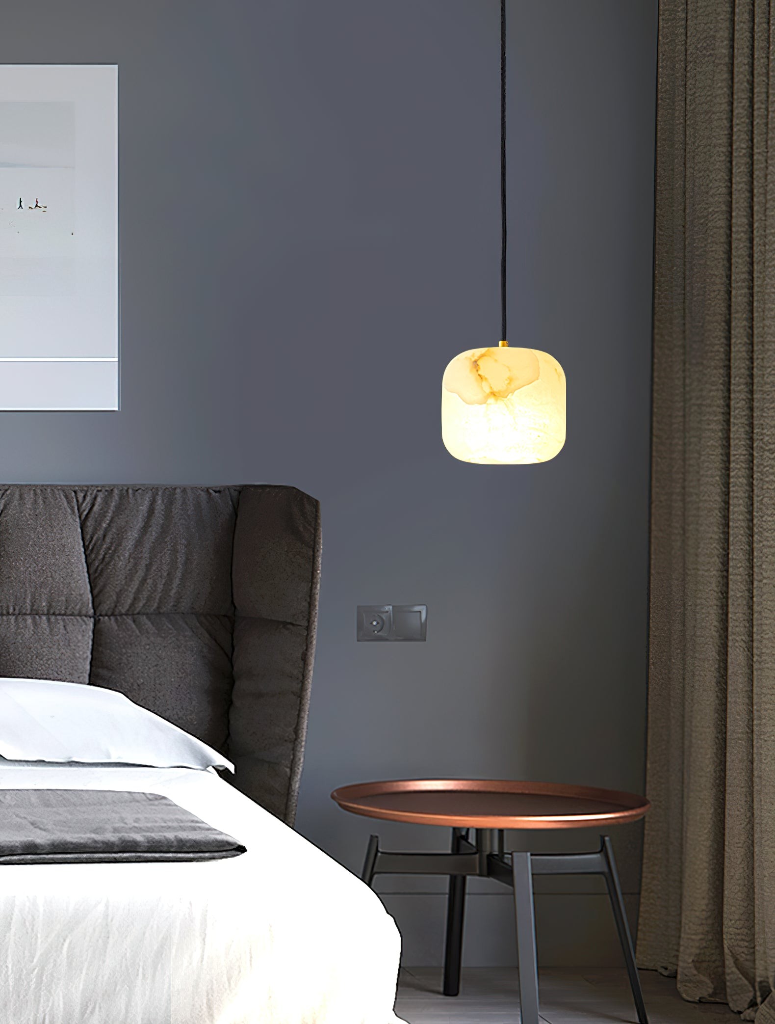 Alabaster hanglamp voor naast het bed HL2976