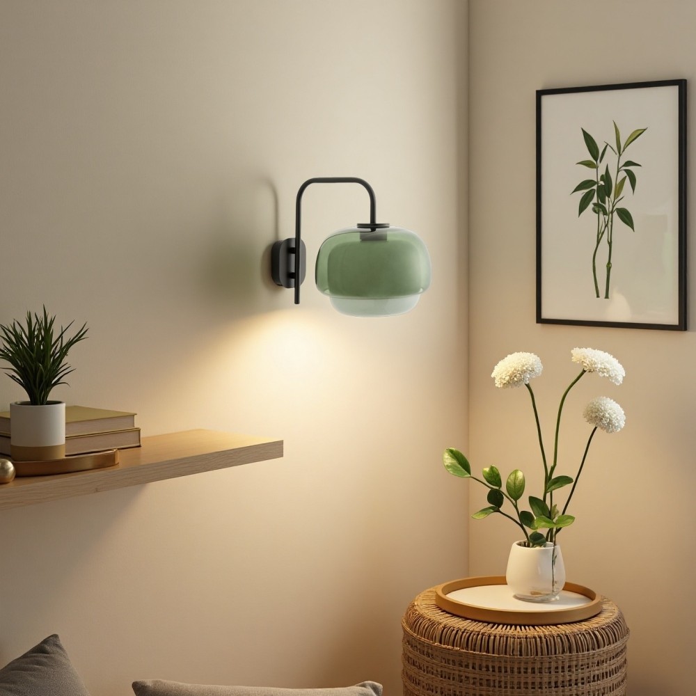 Clinco Wandlamp van gekleurd glas - Dubbele bolvormige lamp in de vorm van een paddenstoel HL1097