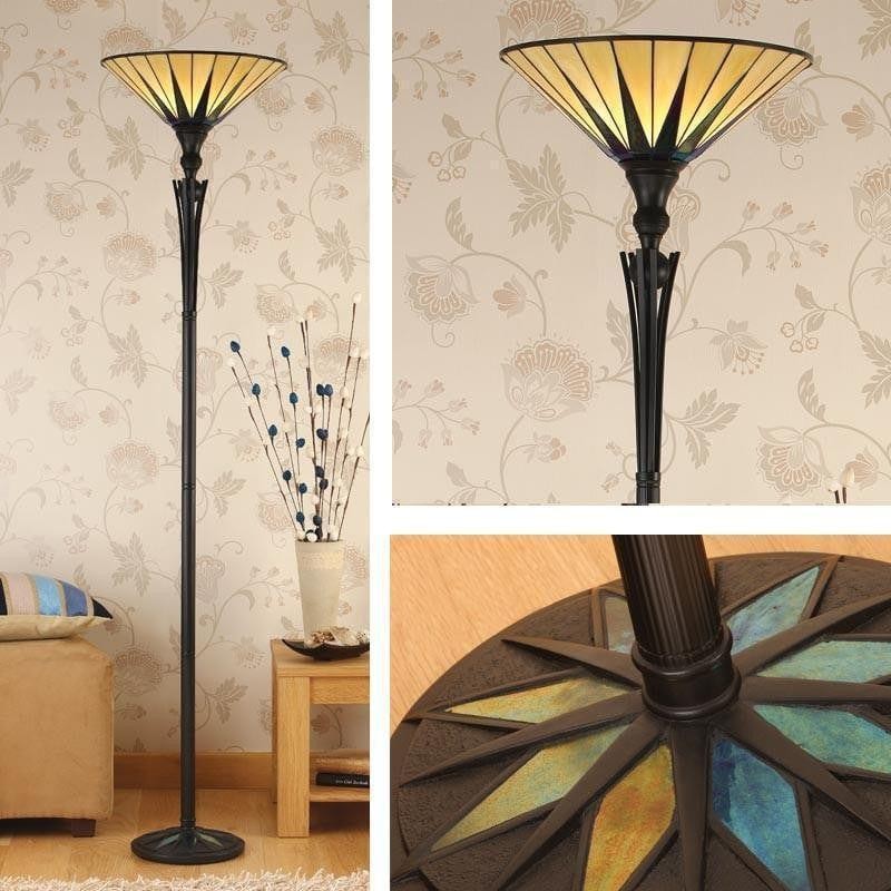 TF Dark Star Staande Lamp met Sterpatroon van Gebrandschilderd Glas - Uplighter in Tiffany-stijl voor Woonkamers HL2225