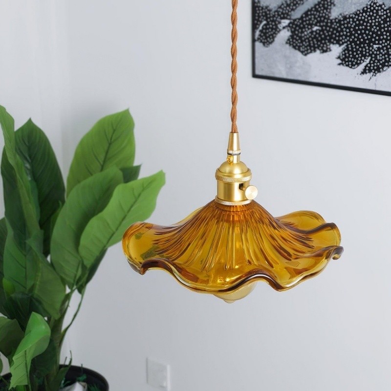 Vintage Hibiscus Bloem Glazen Hanglamp HL278