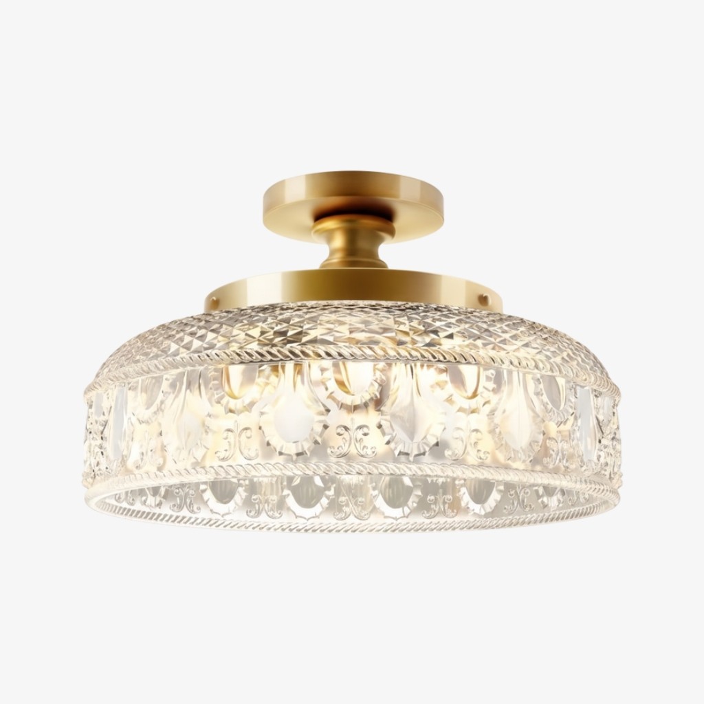 Zenarivo Vintage Plafondlamp met Bloemenmotief en Glazen Zijdelingse Plafondmontage - Moderne Cabine Stijl voor Woonkamer HL2437