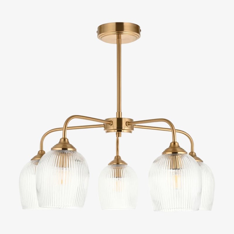 Brazara hanglamp met meerdere lichtpunten en glazen kap - gebogen metalen armen voor moderne woningen HL2079