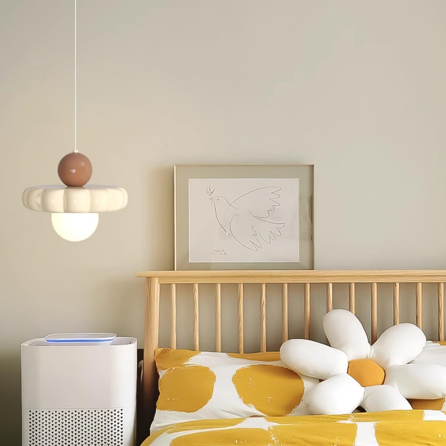 Crèmekleurige stijl lange lijn pompoen textuur hanglamp HL504