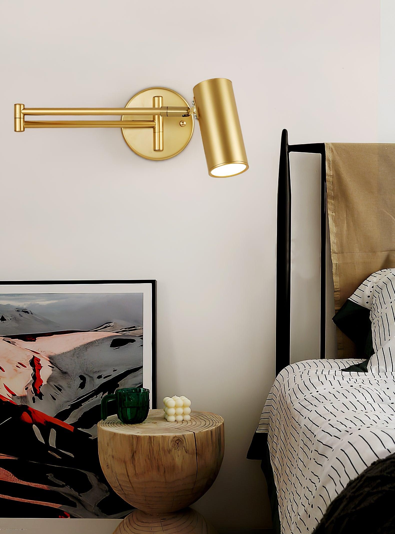Moderne metalen cilindervormige wandlamp met zwenkarm HL1076