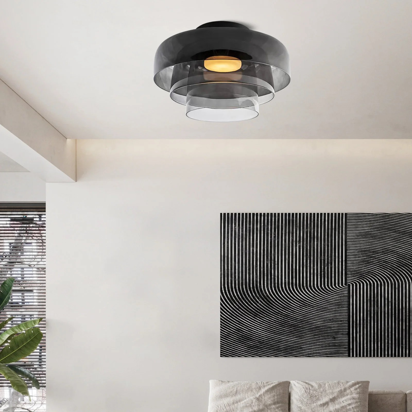Scandinavische Glazen Schijf Plafondlamp - Noordse Macaron-stijl Lamp voor Woonkamers HL204