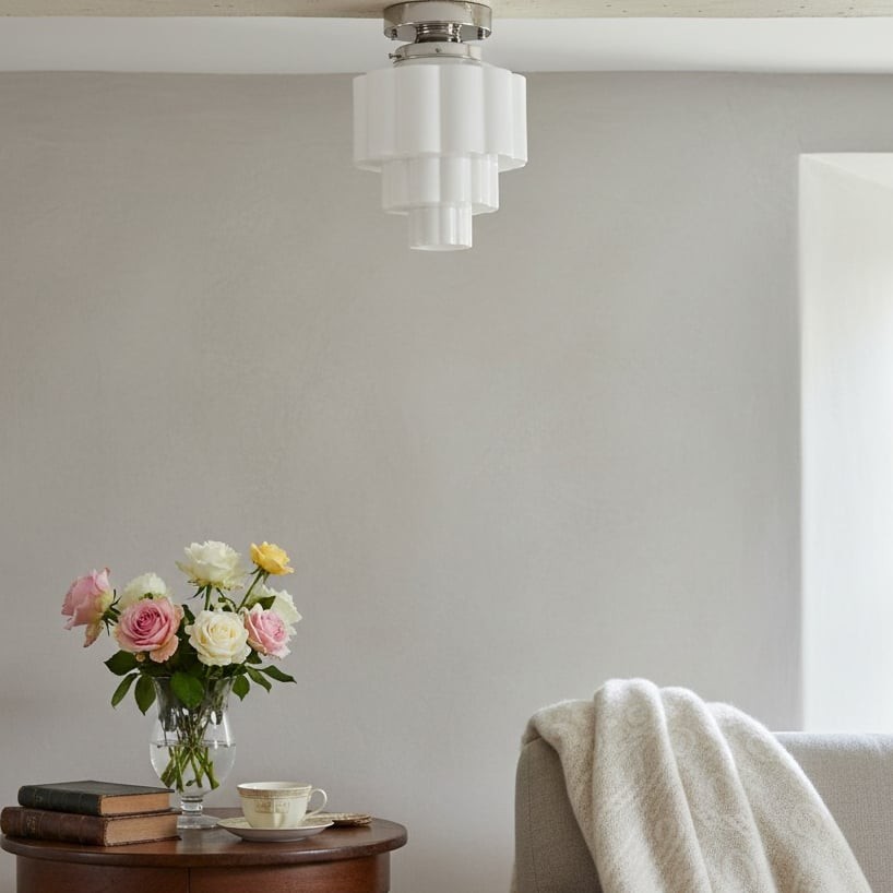 Geotower glazen plafondlamp van messing – Art Deco geribbelde bolvormige plafondlamp HL1726