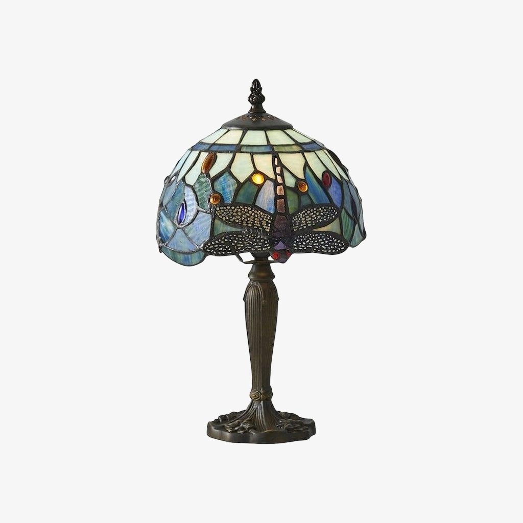 TF Libelle Handgesneden Tafellamp - Vintage Glas-in-lood voor Slaapkamer of Woonkamer HL2159