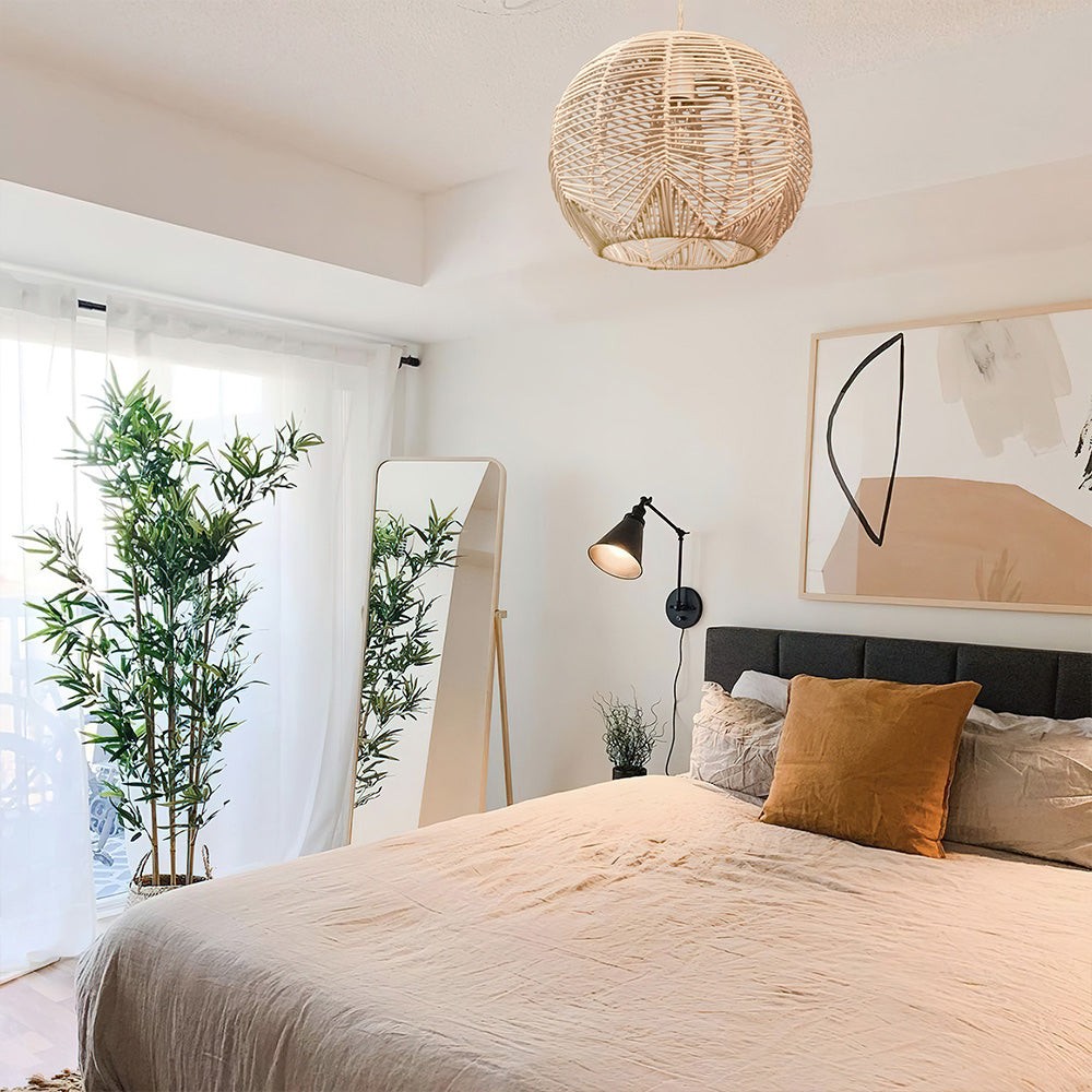 Natuurlijk geweven bol rotan hanglamp HL163