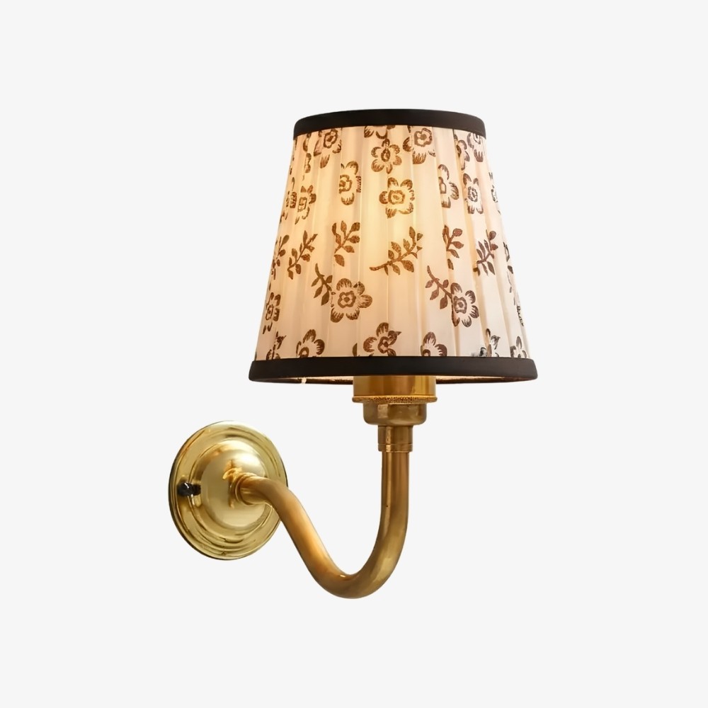 Vintage Cottaloy wandlamp met gebogen arm en stoffen bekleding voor de woonkamer of slaapkamer HL3579