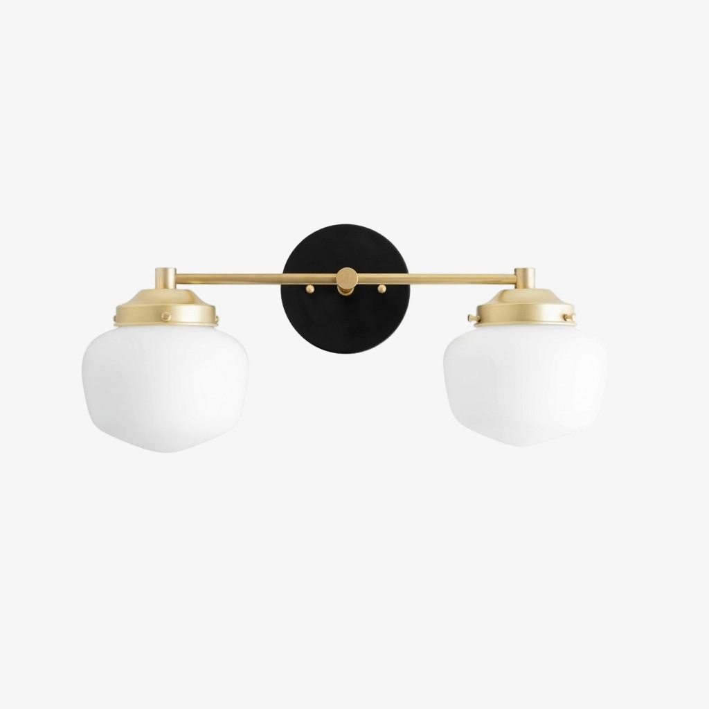 Opalume glazen Art Deco badkamerlamp - wandlamp met witte glazen kappen HL1668