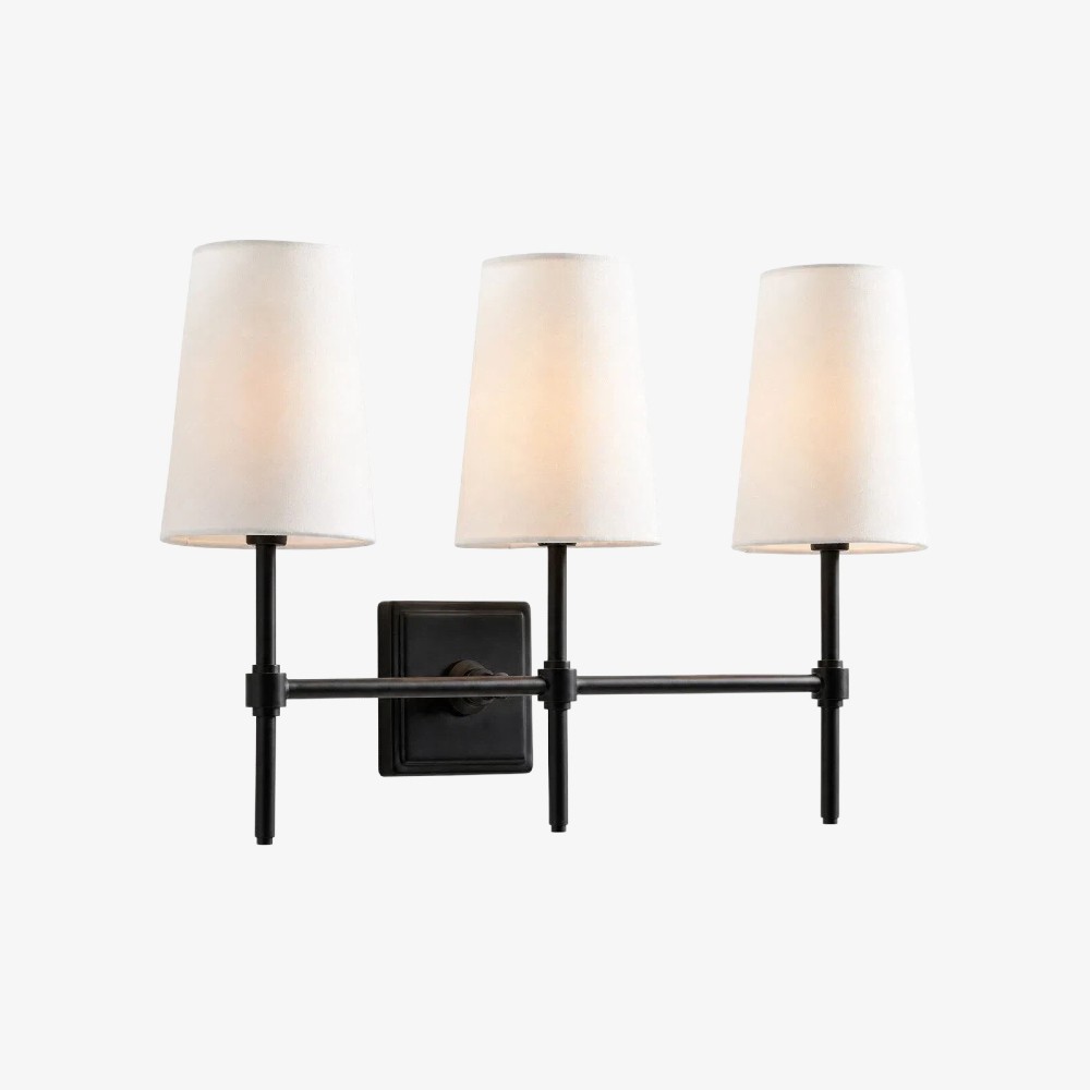 Derlina Witte Linnen Wandlamp – Retro Metalen Verlichtingsarmatuur met Meerdere Hoofden HL1433