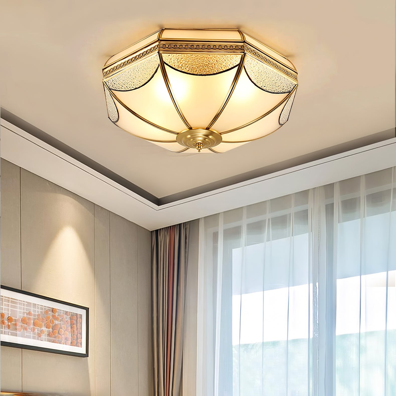 Plafondlamp in de vorm van een koepel in pakhuisvorm HL834