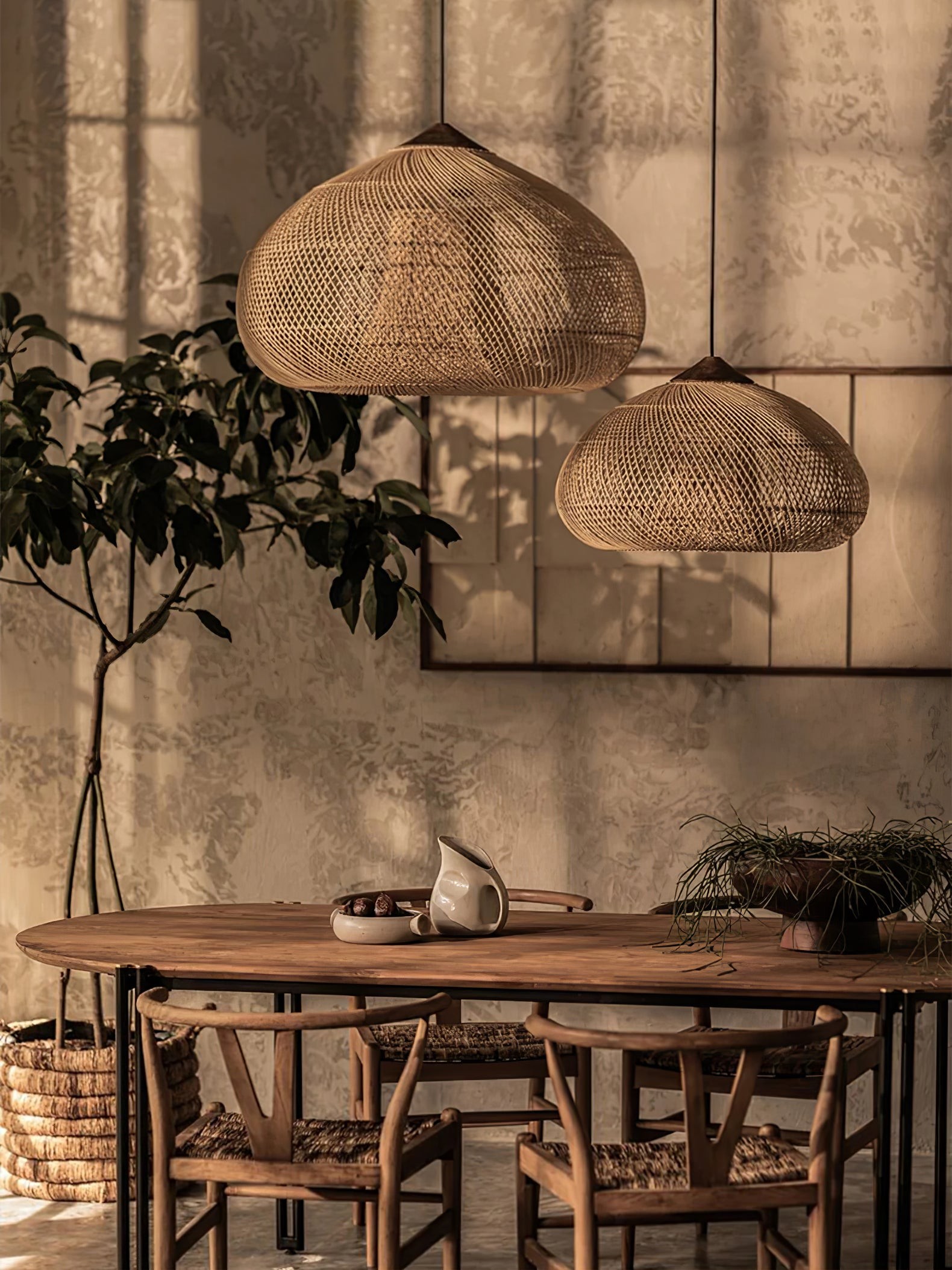 Harp gevlochten rotan hanglamp HL1402