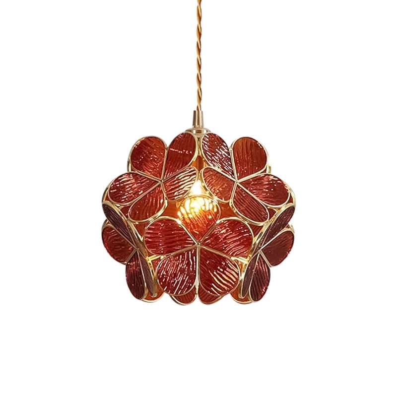 Romantische handgeblazen glazen bloemblad hanglamp HL47