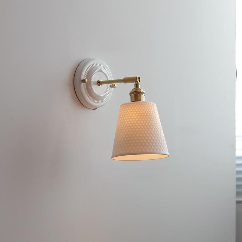 Vintage Japanse keramische messing wandlamp met 1 lamp HL1400