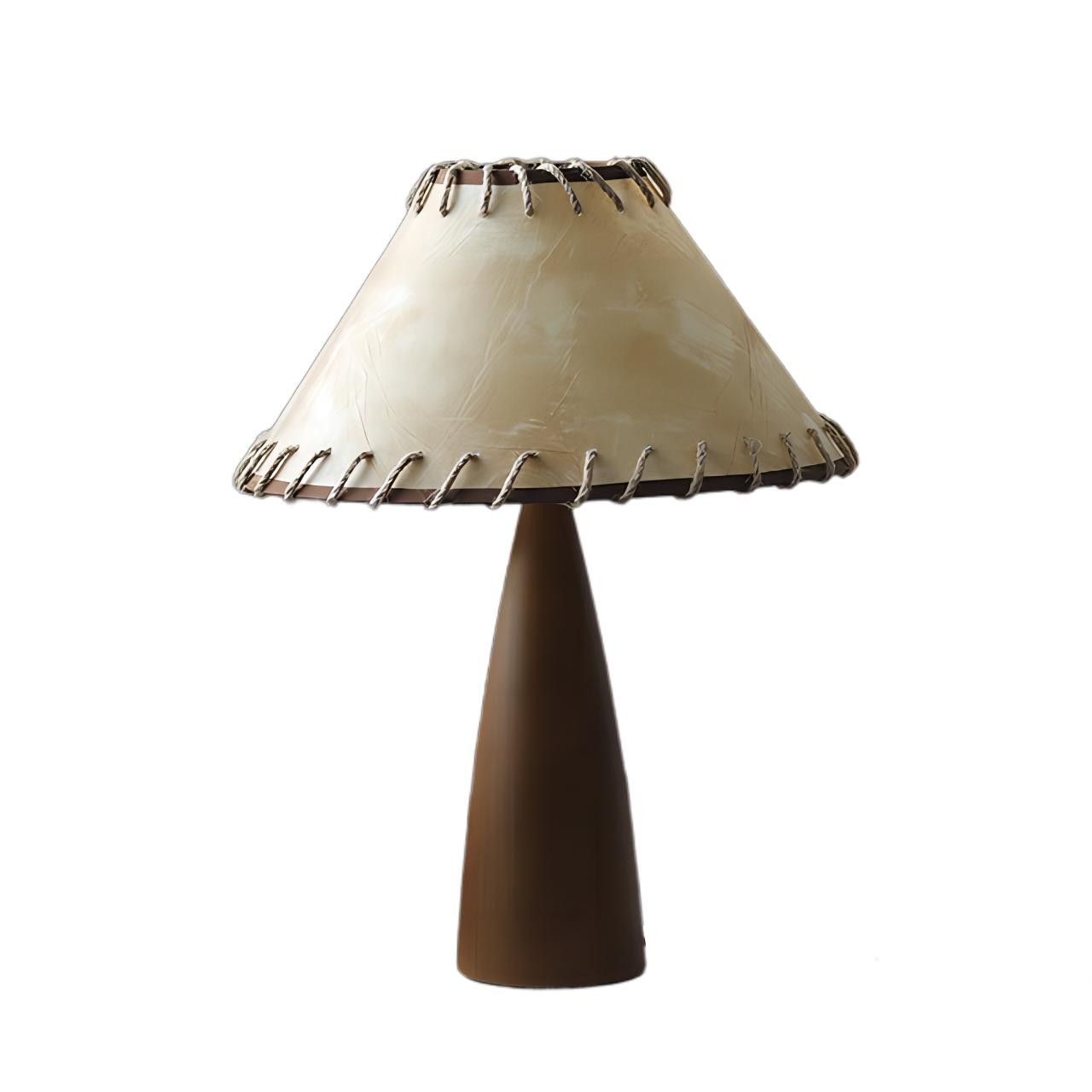 Retro houten tafellamp van imitatieschapenvachtlinnen HL222
