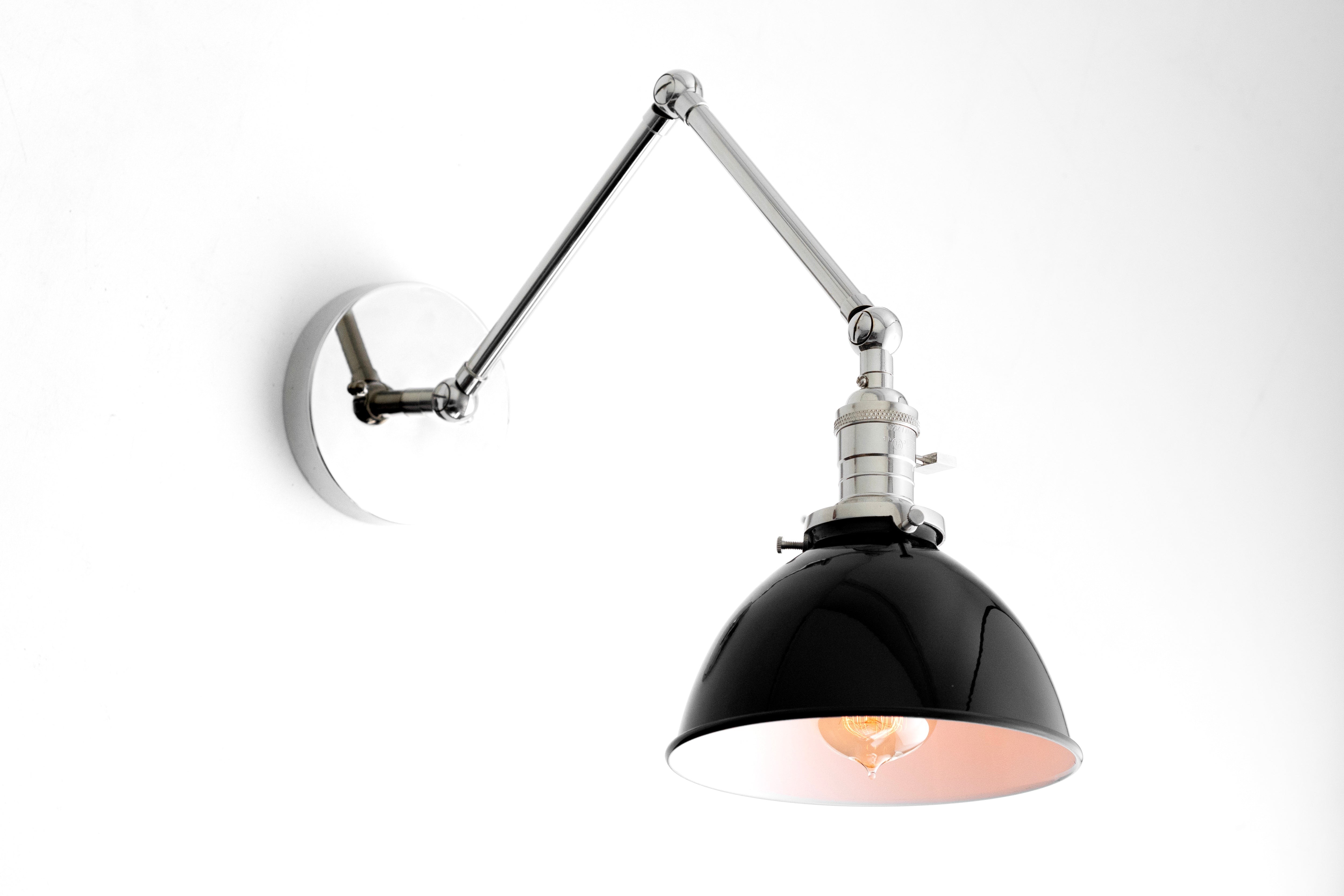 Conique metalen vintage industriële wandlamp met zwenkarm - verstelbare koepelvormige kap voor studie HL1675