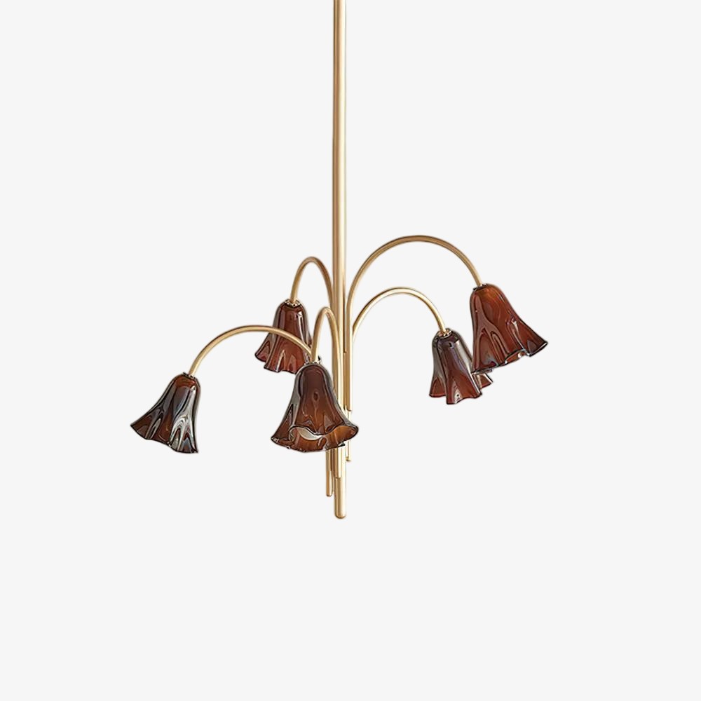 Bellina moderne romantische kroonluchter - botanisch lelie-ontwerp met glazen bloemen HL1642