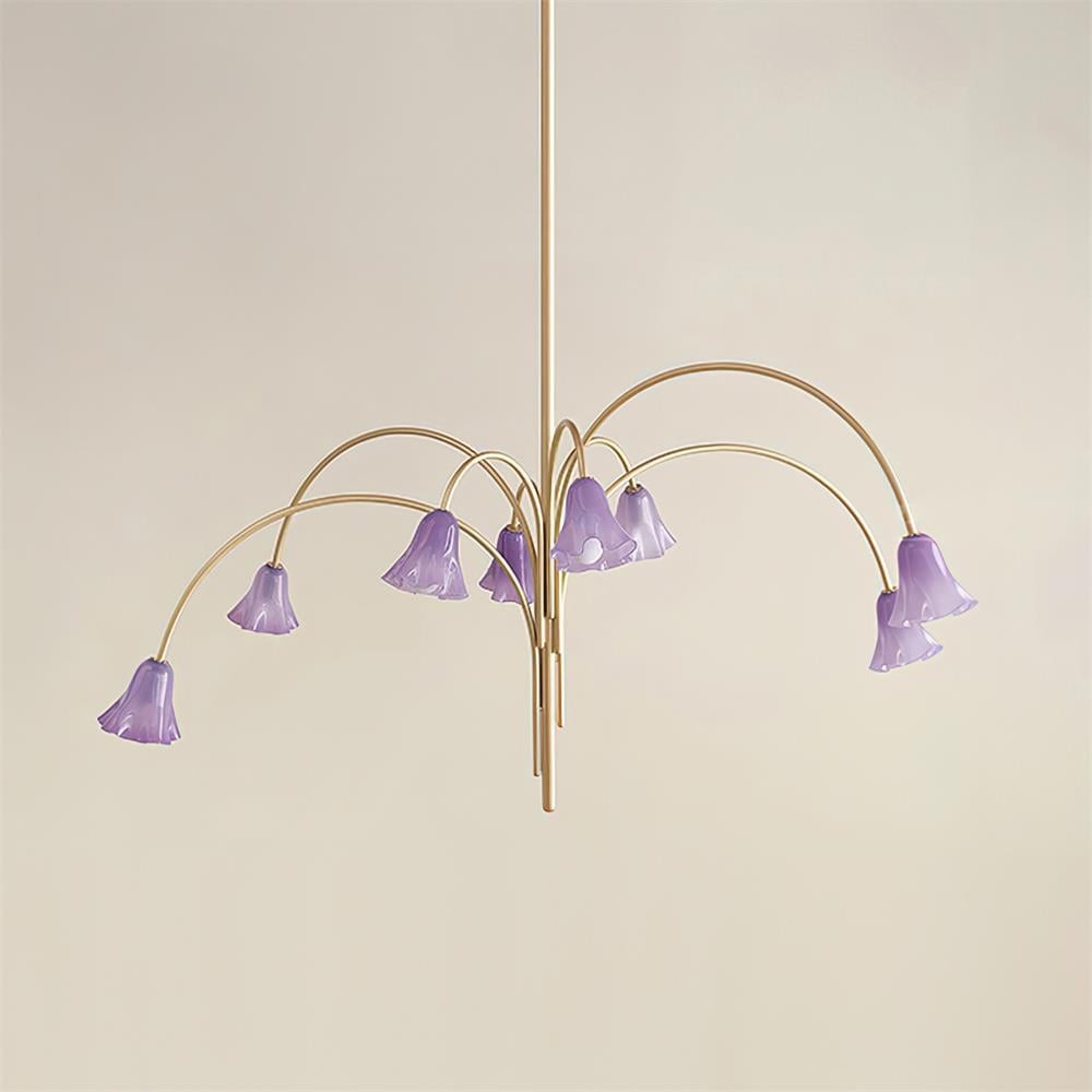 Bellina moderne romantische kroonluchter - botanisch lelie-ontwerp met glazen bloemen HL1642