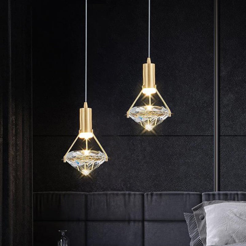 Ruitvormige koperen kristallen hanglamp HL1247