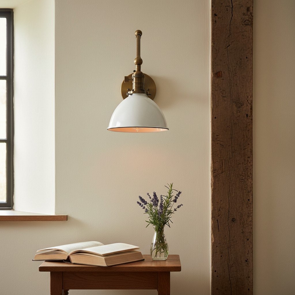 Conique metalen vintage industriële wandlamp met zwenkarm - verstelbare koepelvormige kap voor studie HL1675
