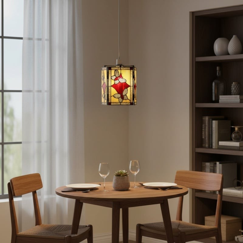 TF Butterfly Hanglamp - Artistieke hanglamp met glas-in-lood voor woonkamer of slaapkamer HL2030
