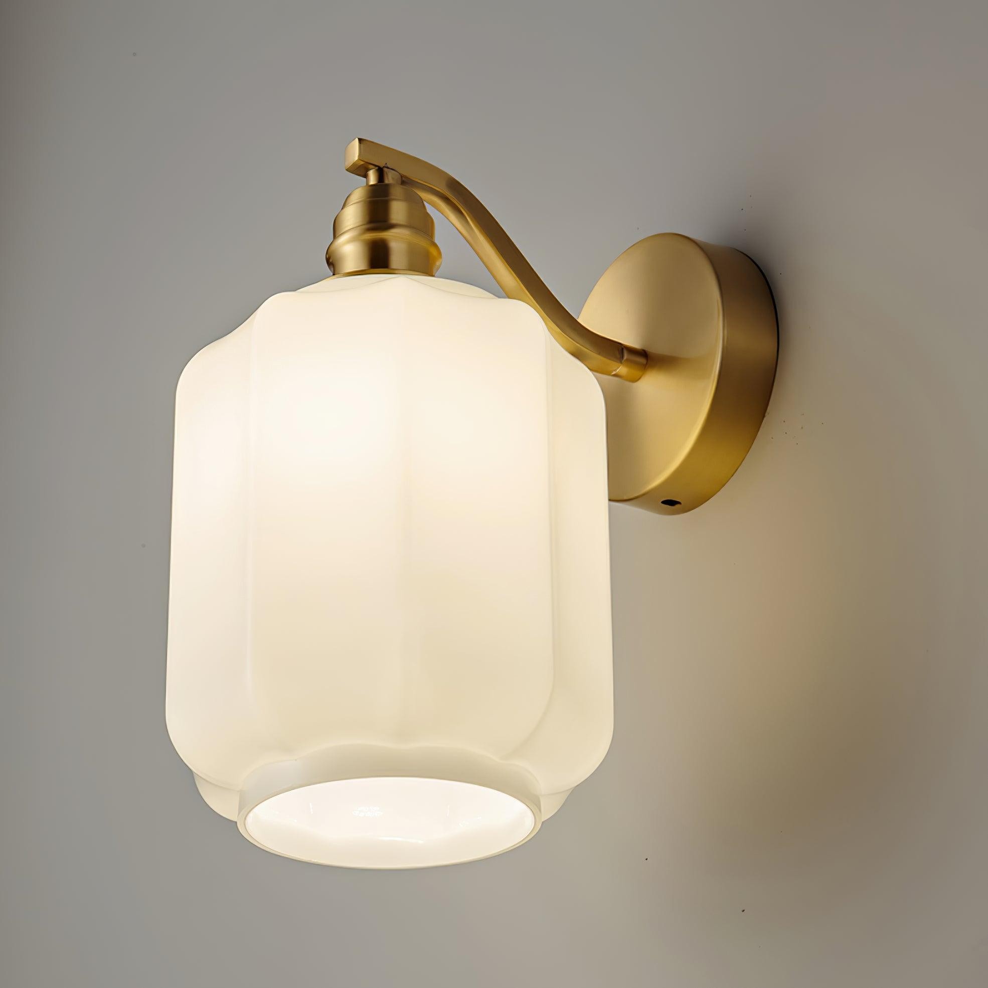 Retro wandlamp van messing en glas HL546