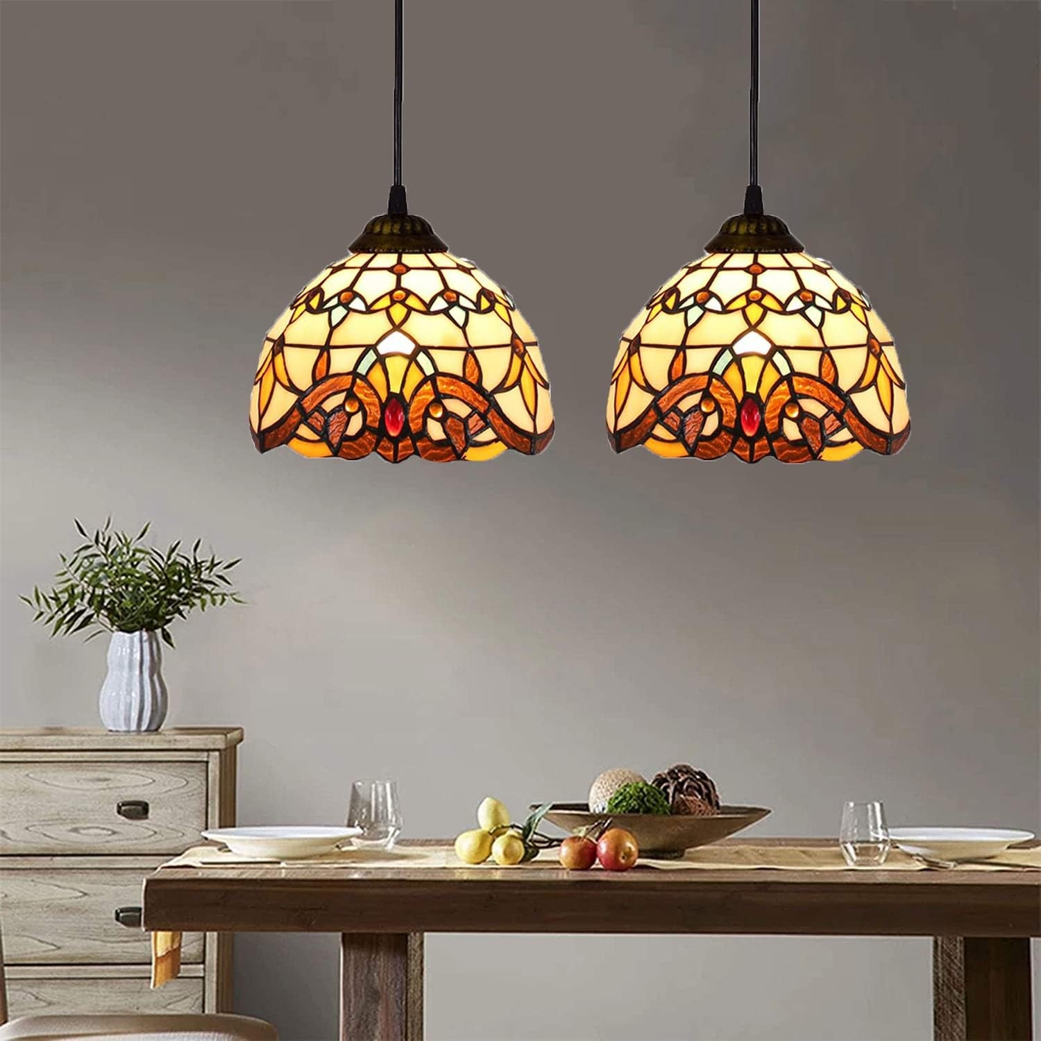 Hanglamp In Vintage Gekleurd Glas In Tiffany Stijl HL13